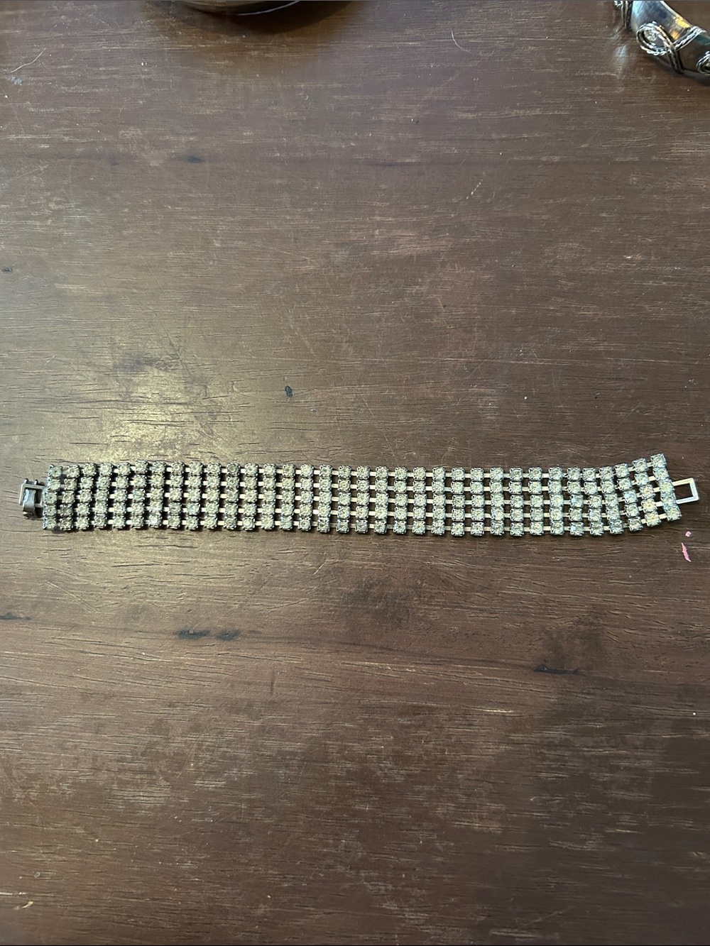 Multi-Row Crystal Rhinestone Bracelet in Silver